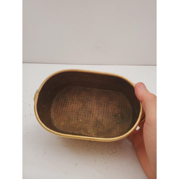 Vintage Brass Planter,- With Handles -Brass Rectangle Planter Vintage oval brass - Picture 5 of 10